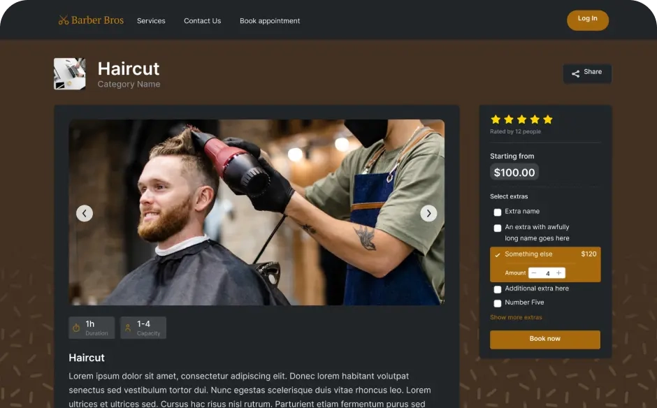 Trafft’s booking page template for barbershops