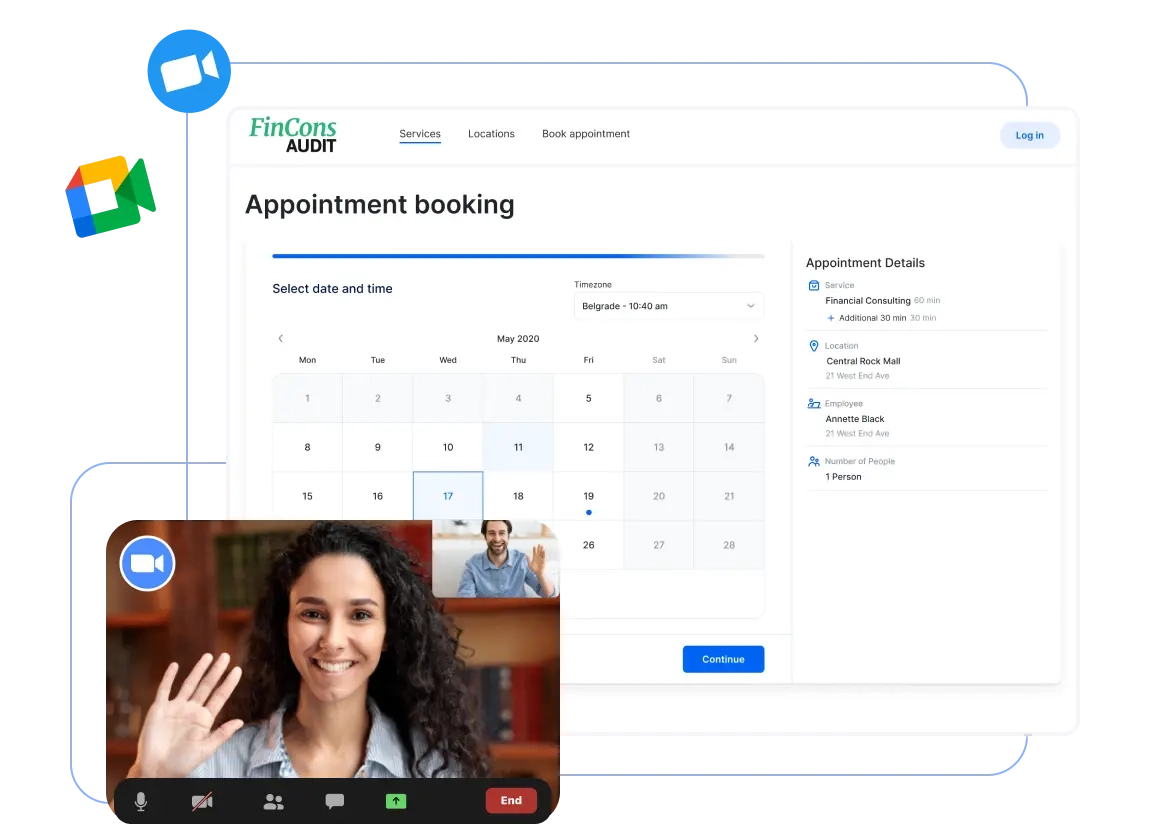 Trafft’s users using Trafft’s integrations with Zoom and Google Meet to hold online meetings