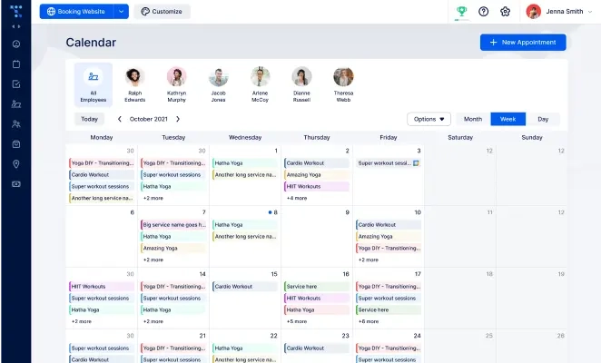 Trafft calendar showing all booked appointments