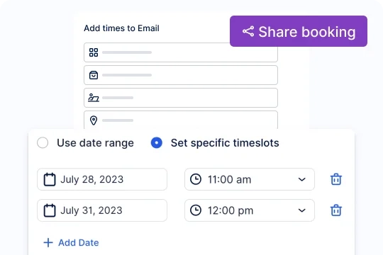 Share time slots/dates via email