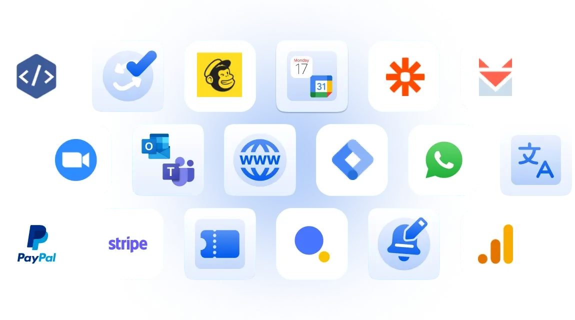 Icons showing Trafft’s features and integrations