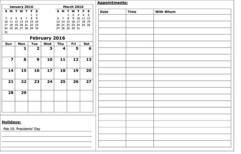 free printable daily appointment schedule template