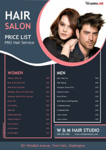 Hair Salon Prices List and Menu Design Ideas