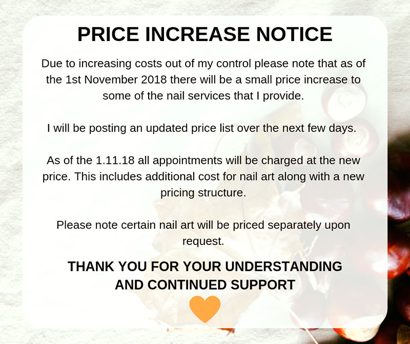 Salon price increase notice