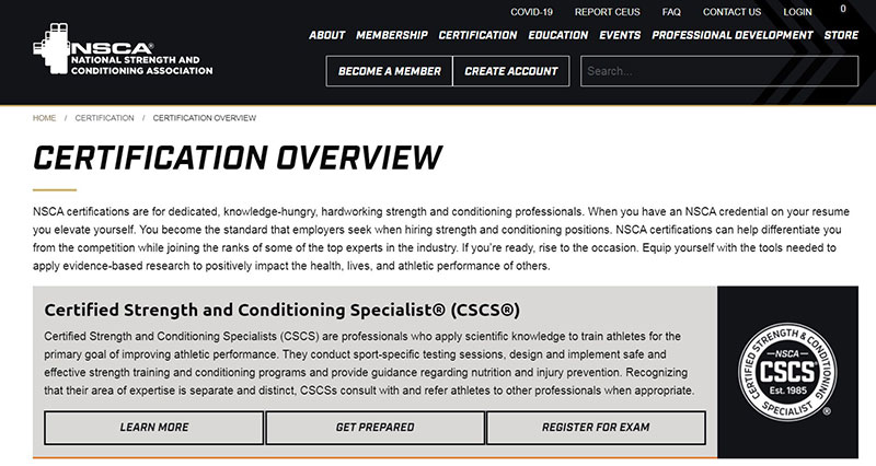 National Strength and Conditioning Association (NSCA) personal trainer certification program 