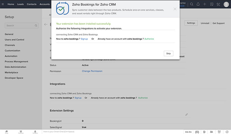 Zoho Bookings in Integration Capabilities