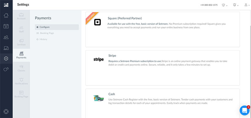 Online payment options like Stripe and PayPal