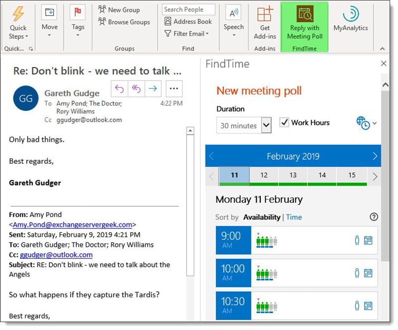 Using Microsoft FindTime to Schedule Meetings