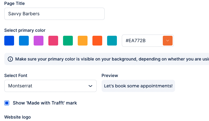 color customization options for Trafft booking software