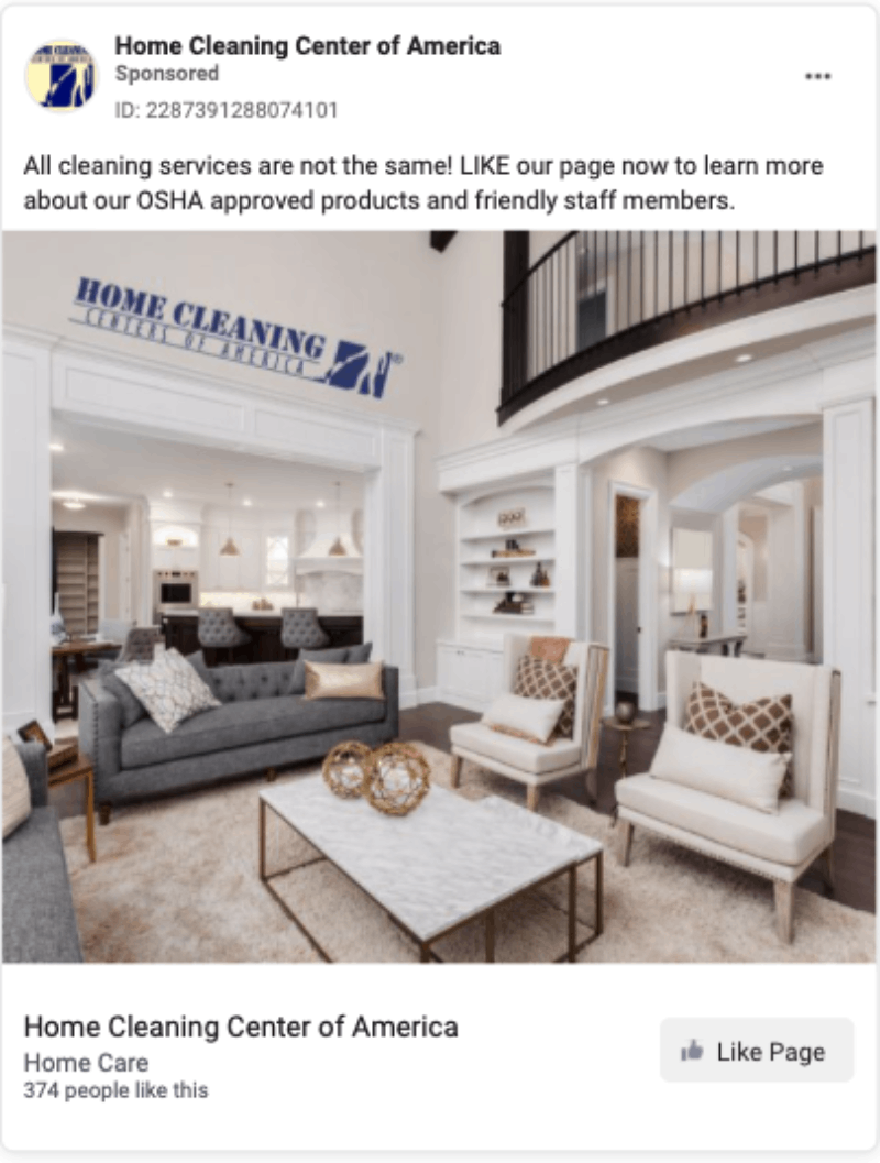 home cleaning ad