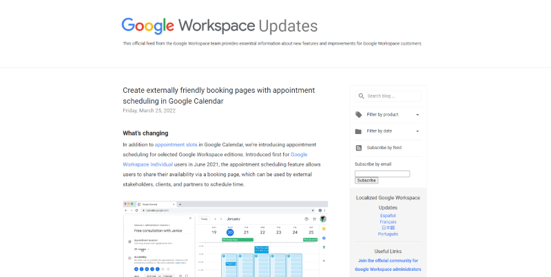 google workspace updates text screenshot