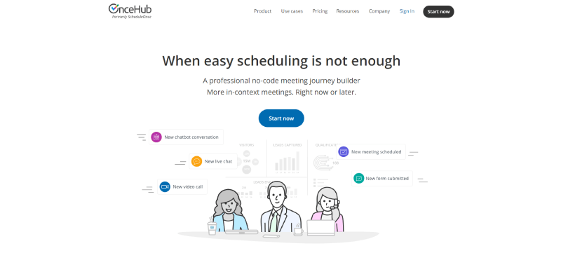 oncehub meeting scheduler homepage screenshot