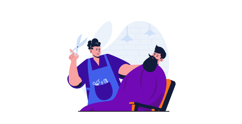 barber giving a haircut illustration