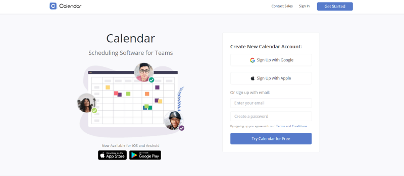 calendar homepage screenshot