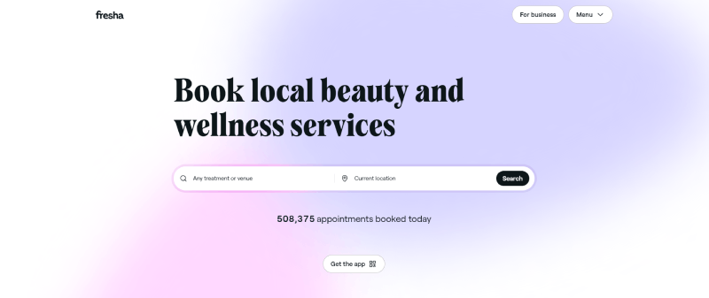 fresha beauty booking app homepage screenshot 