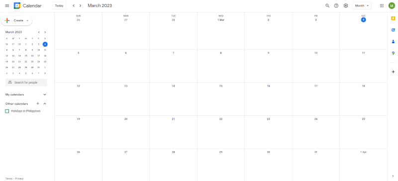 Gogle Calendar screenshot