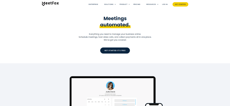 meetfox meeting appointment solution homepage screenshot