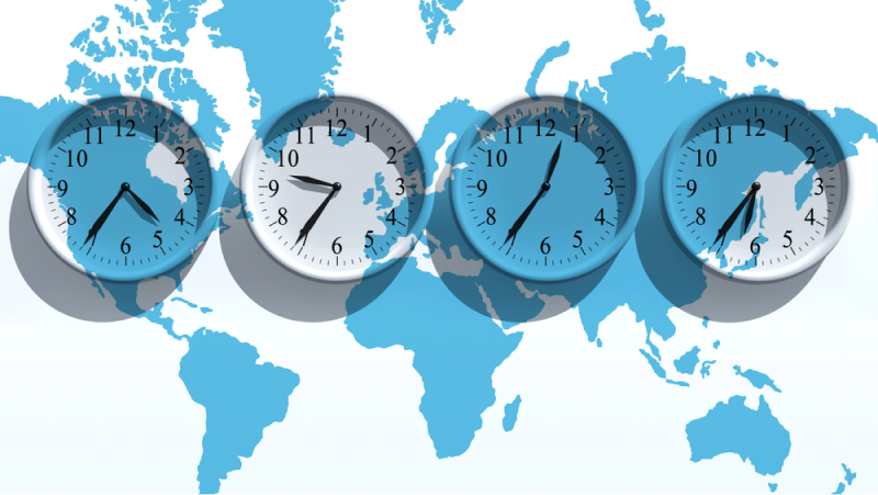 illustration of different time zones