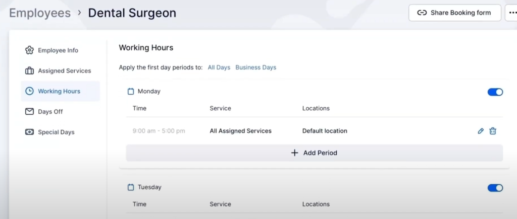 a booking system in action