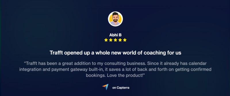 trafft coaching scheduling software review left by a successful coach