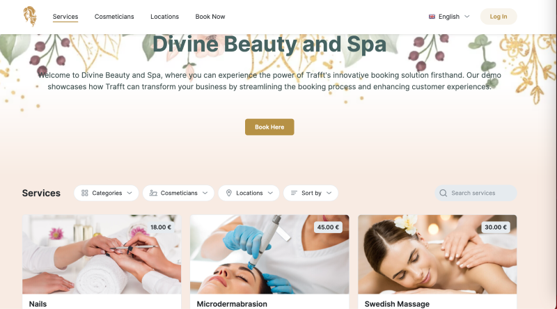 salon booking page design example