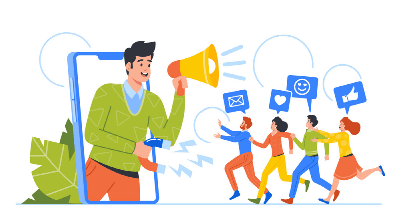 illustration of a consultant marketing his services