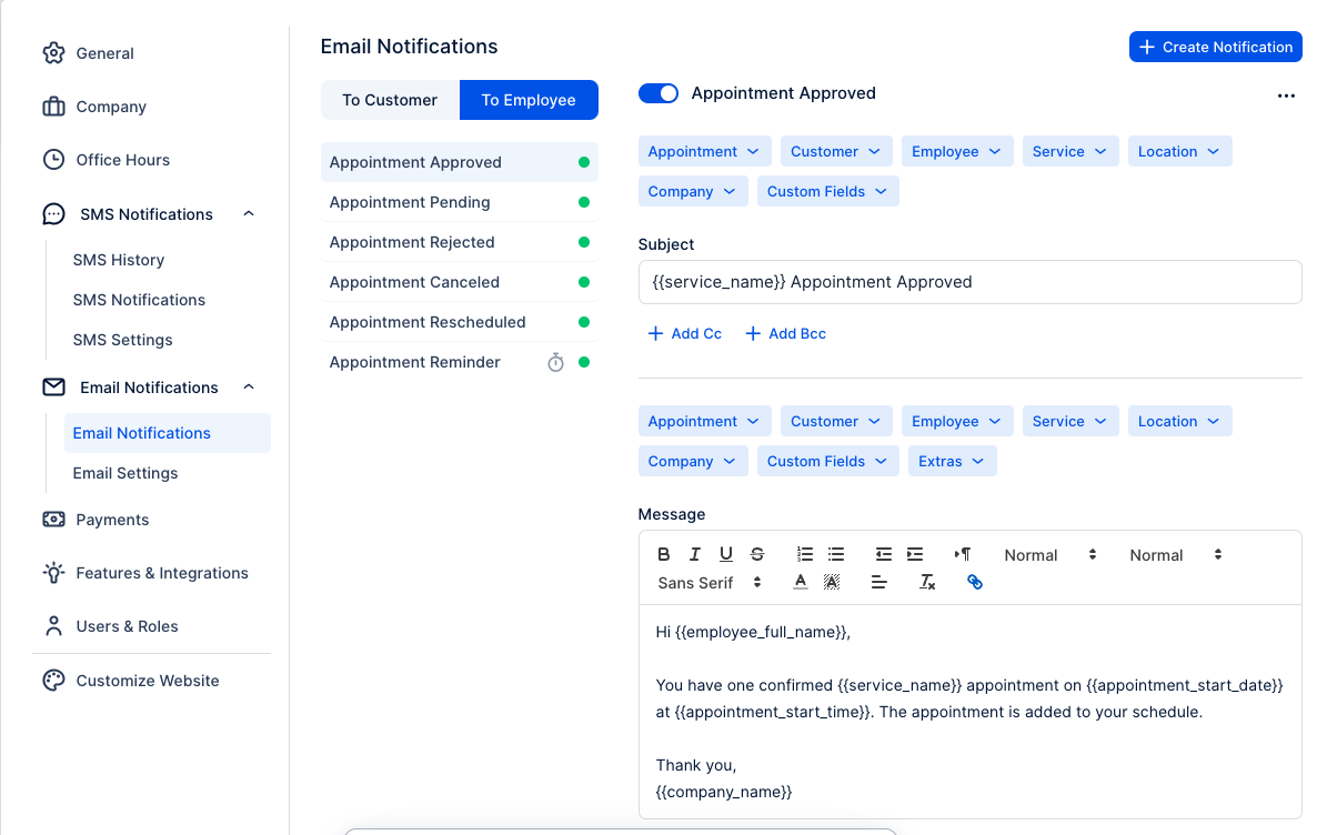 Automated Reminders in Trafft Screenshot