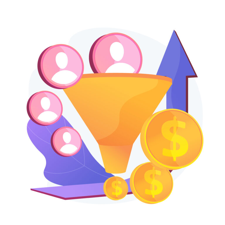 Illustration of sales funnel and conversion rate optimization