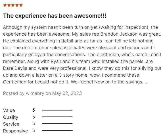 Example of customer review