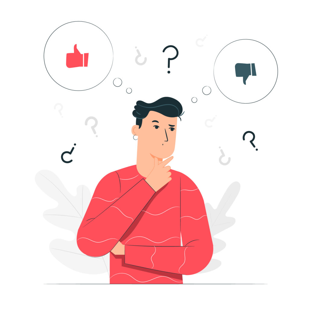 Concept illustration of a man not sure which choice to make