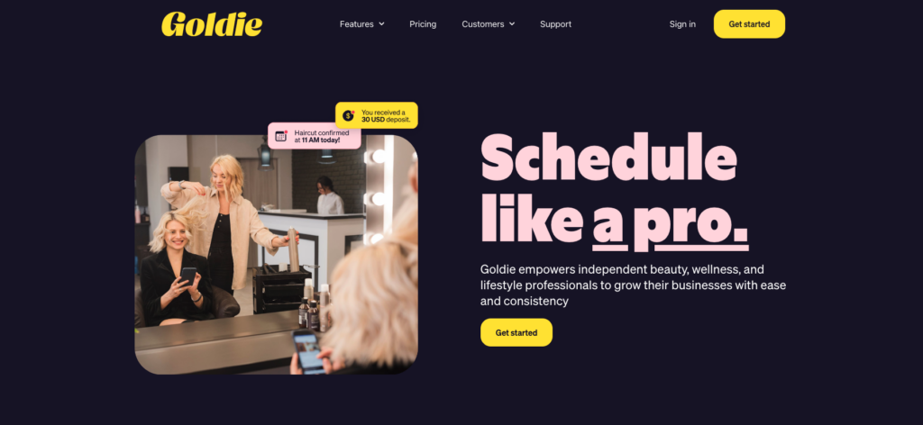 goldie homepage screenshot