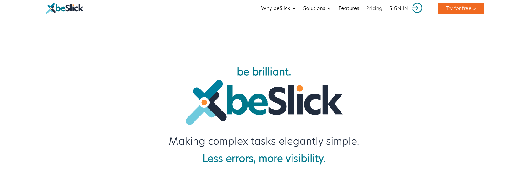 beSlick homepage screenshot