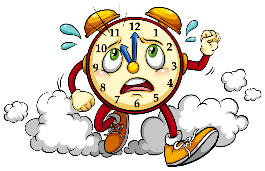 Illustration of a clock suggesting late arrivals