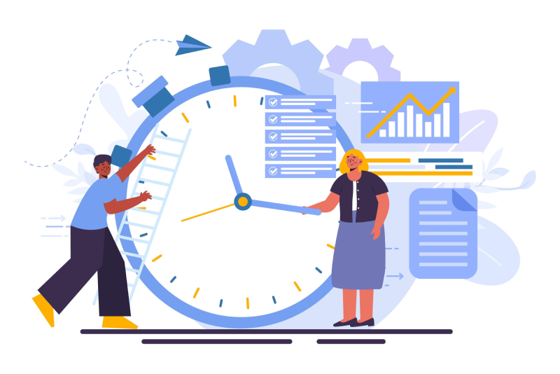 time management statistics concept illustration