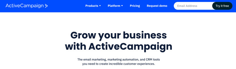 ActiveCampaign homepage screenshot