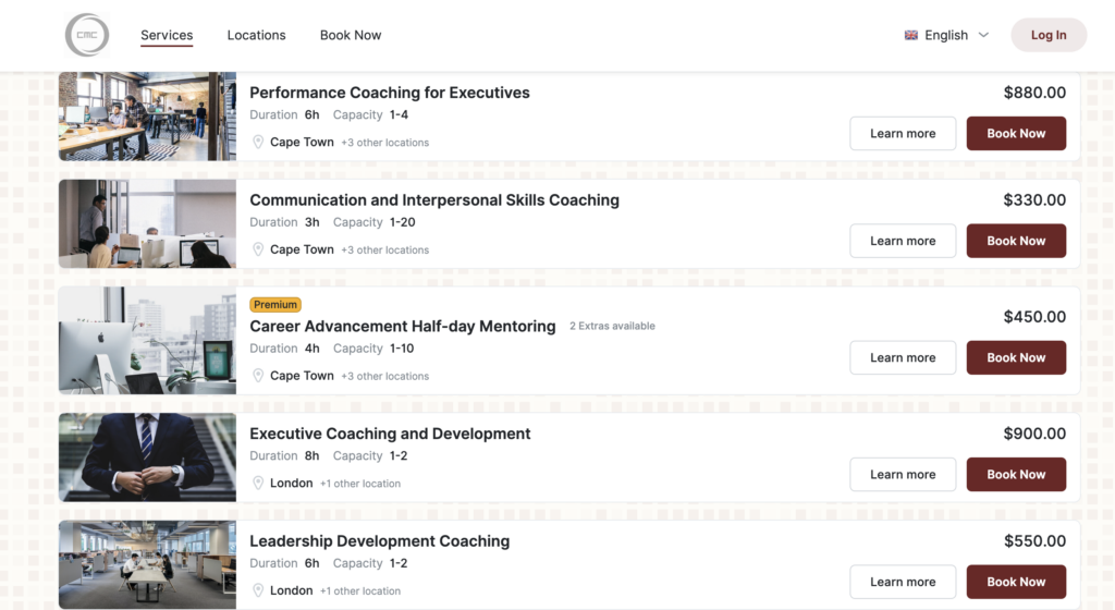 trafft coaching business service page