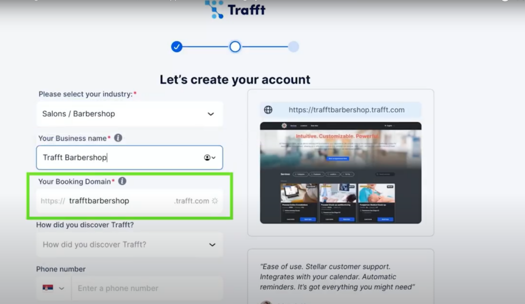 creating your trafft account 