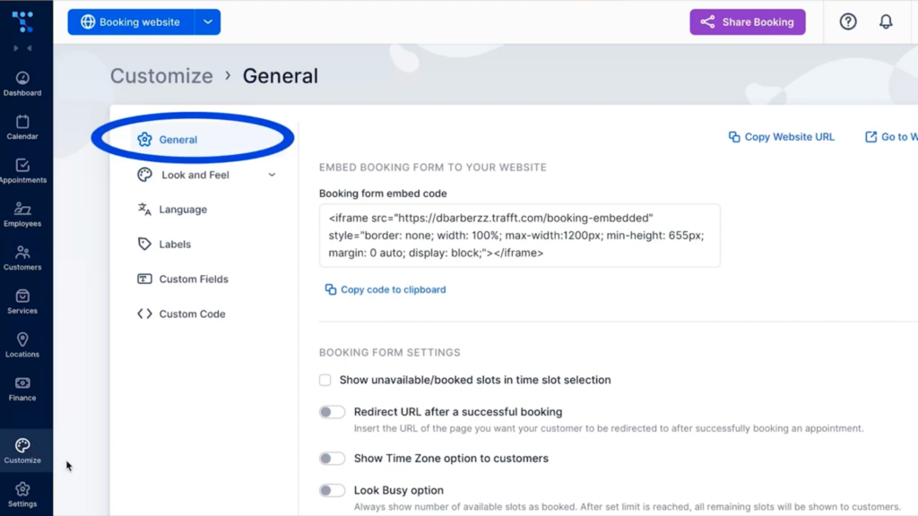 trafft general tab overview