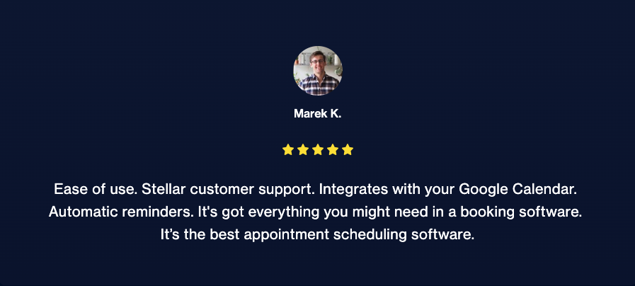 customer review of trafft, the best scheduling software for cleaning business 