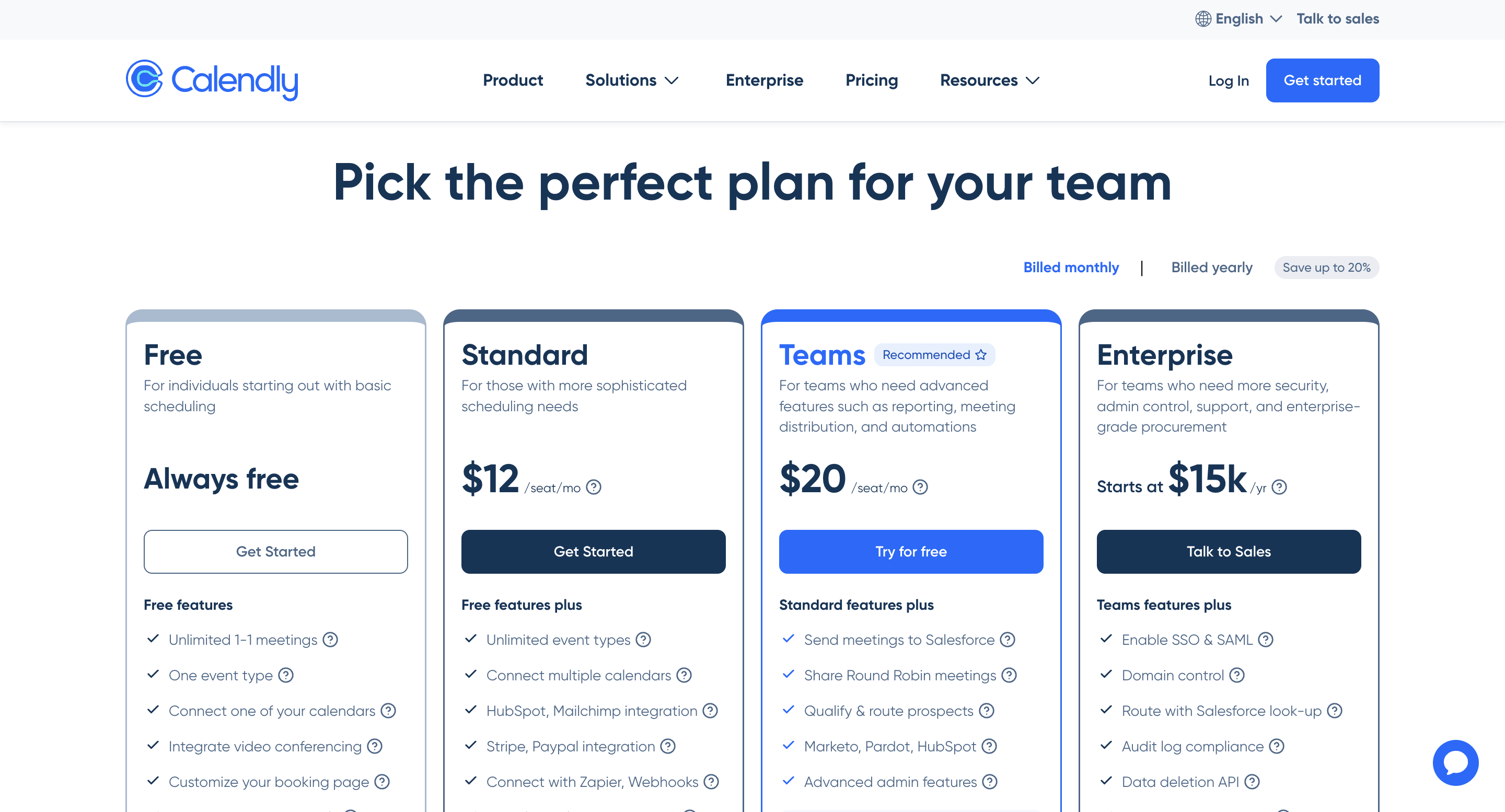 Calendly pricing plans