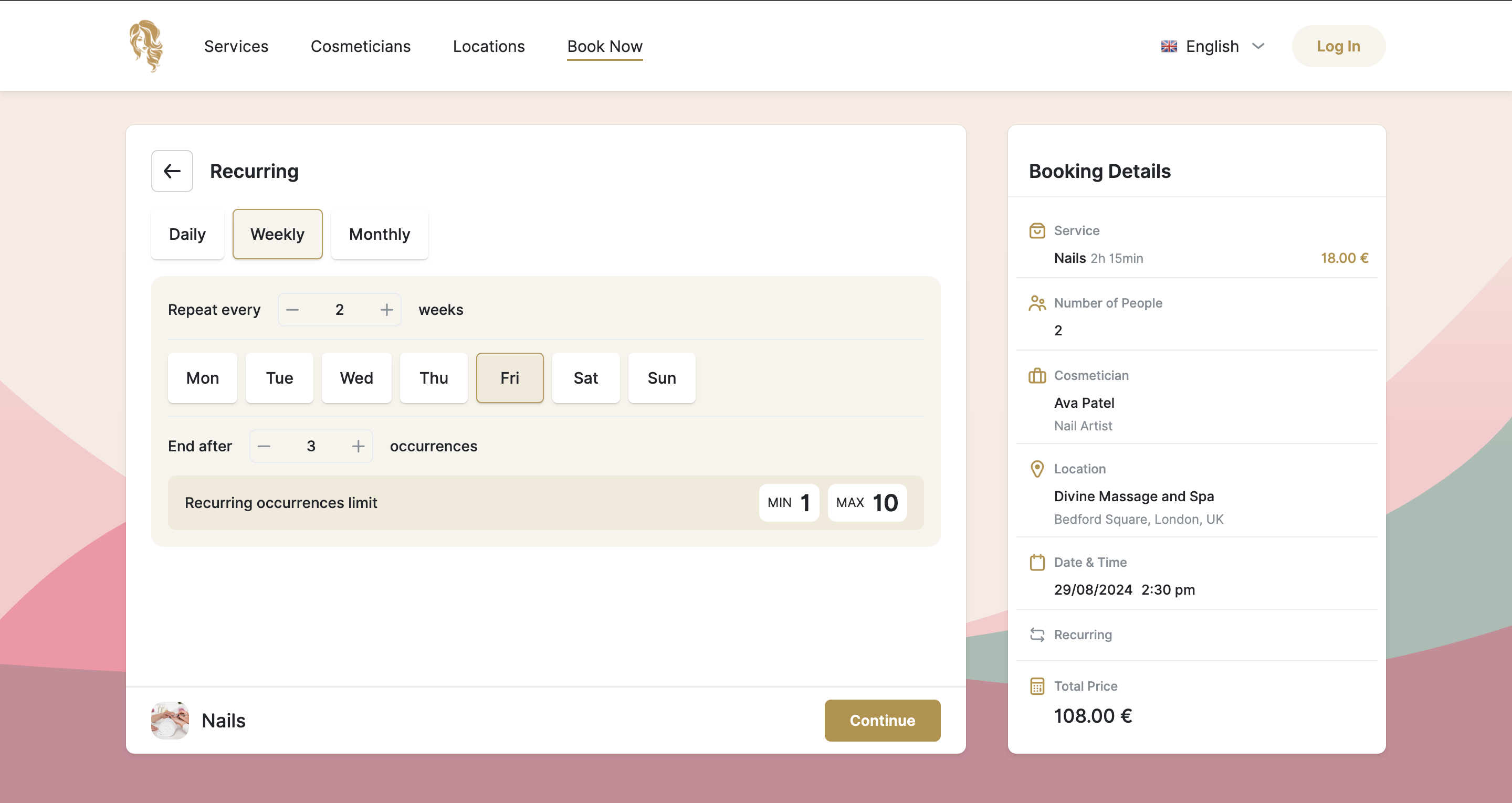 Trafft's recurring appointments feature lets you schedule all the appointments in a single booking session