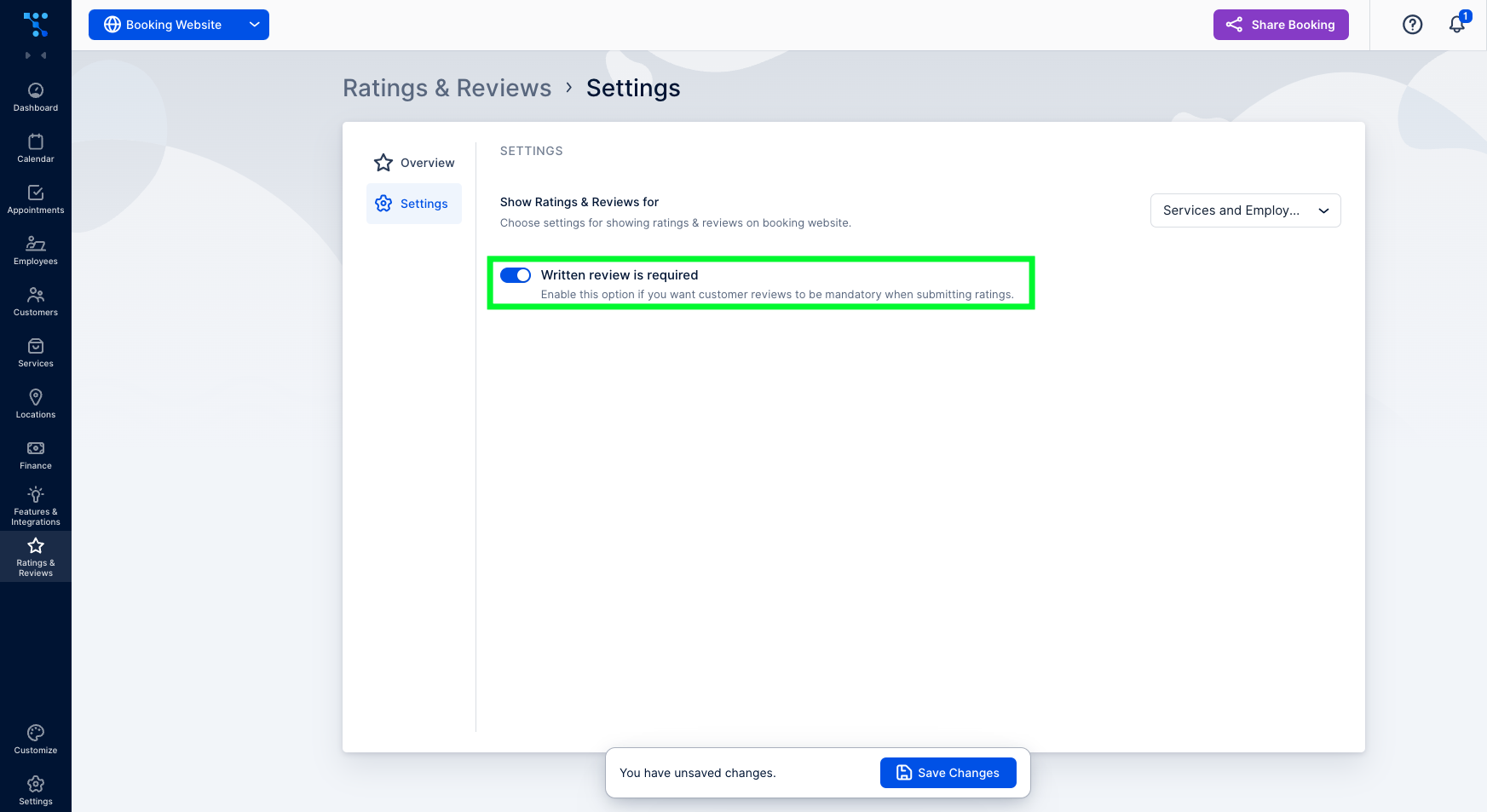 how to enable required written reviews