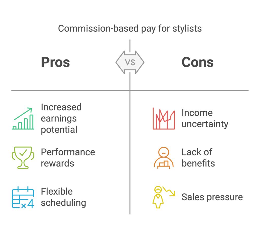 pros and cons of commission-based pay for stylists