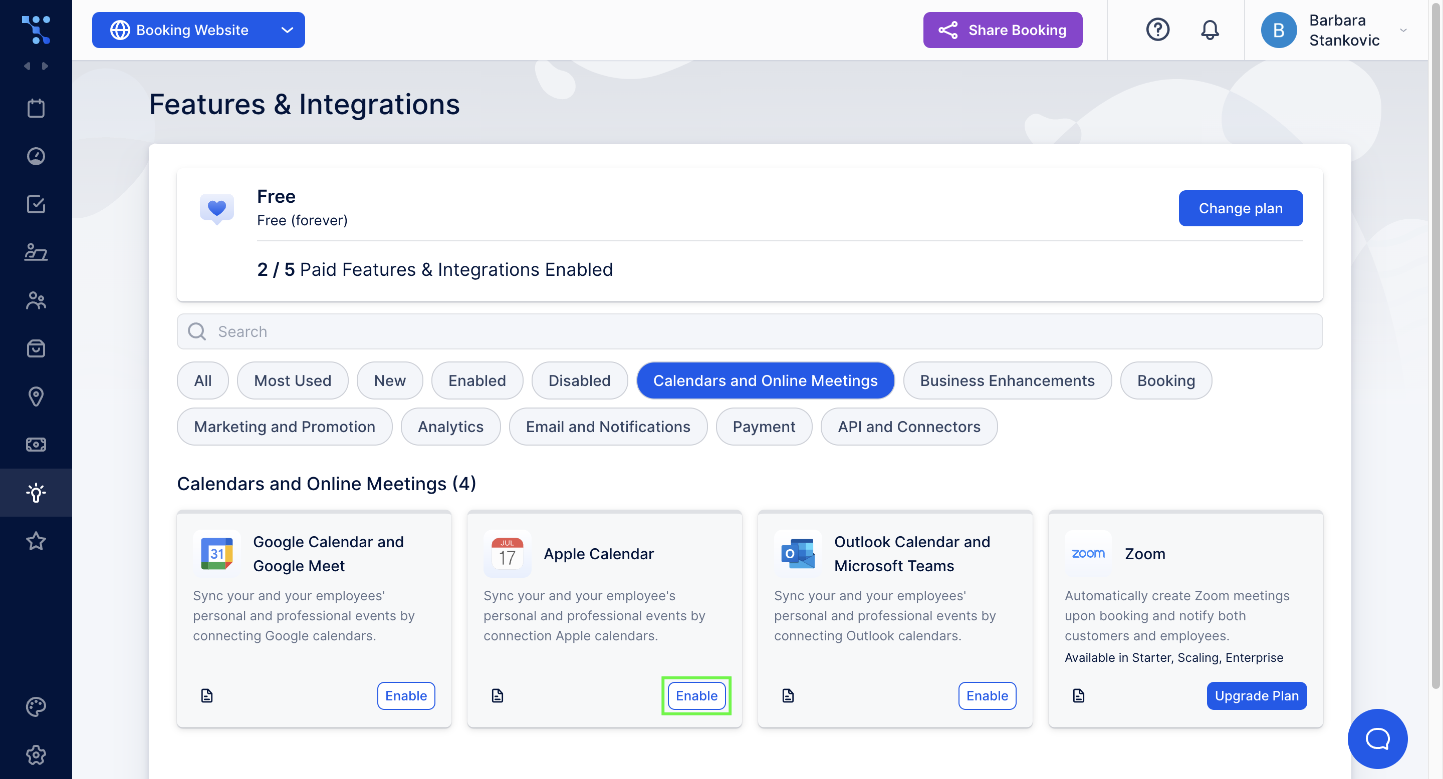 Trafft's features and integrations page