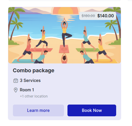 package card on the booking website