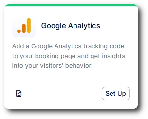 Google Analytics card with Set Up button in Integrations