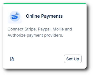 trafft-online-payments-setup Online payments card with Set Up button in Integrations