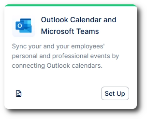 trafft-outlook-calendar-setup Outlook Calendar and Microsoft Teams card with Set Up button in Integrations