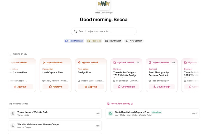 Dubsado - Best for multi-vertical creative businesses needing custom workflow logic