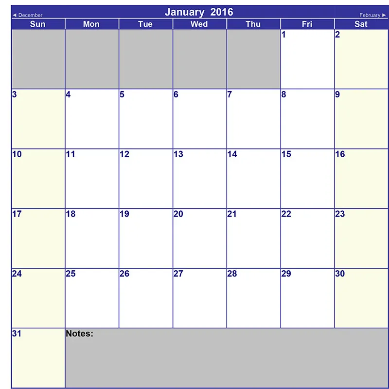 Blank Appointment Calendar Template